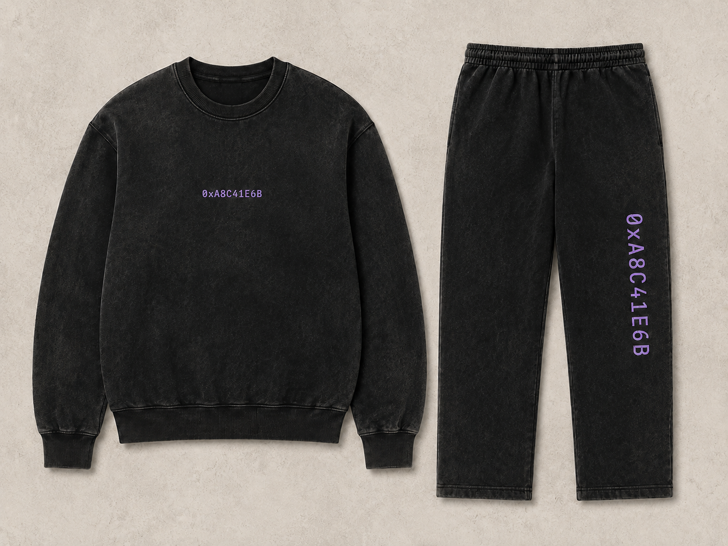 VOID Set 10 — Vintage Black / Violet, shown with its design-preview wallet-address artwork.